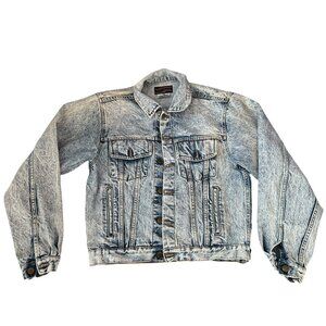 Vintage denim jean jacket acid wash short length Medium trucker